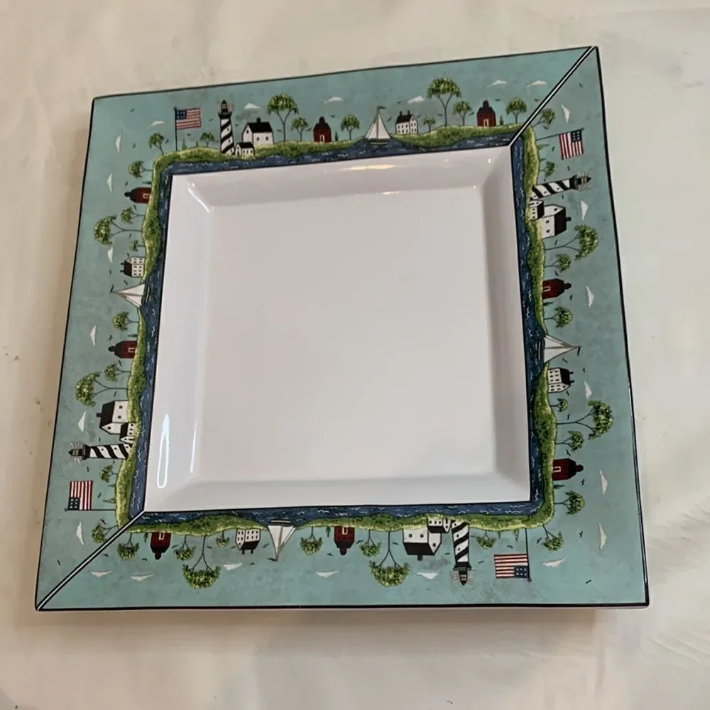 Coastal Breeze 1998 Warren Kimball Sakura Square Platter Micro Dishwasher Safe